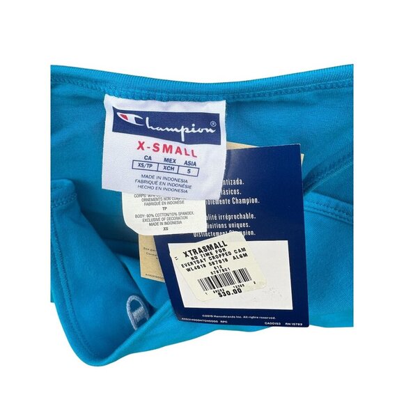 Champion Womens Blue Spaghetti Strap Crop Tank Top XS Cotton/Spandex - Picture 5 of 5